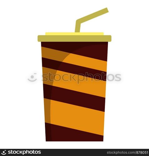 Paper cola cup icon. Flat illustration of paper cola cup vector icon for web design. Paper cola cup icon, flat style