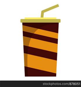 Paper cola cup icon. Flat illustration of paper cola cup vector icon for web design. Paper cola cup icon, flat style