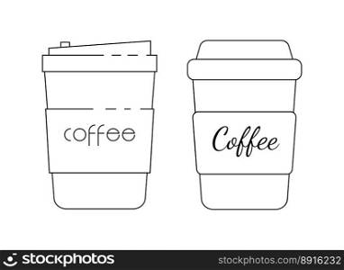 Paper cup. Cups for hot coffee. Container drink for cafe, coffee or tea hot illustration. Vector EPS110. Paper cup. Cups for hot coffee. Container drink for cafe, coffee or tea hot illustration
