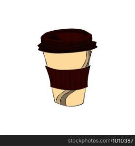 paper cup of coffee freehand drawing, vector illustration. paper cup of coffee freehand drawing, vector