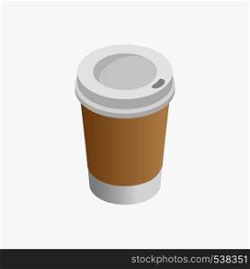 Paper cup of coffee icon in isometric 3d style on a white background. Paper cup of coffee icon, isometric 3d style