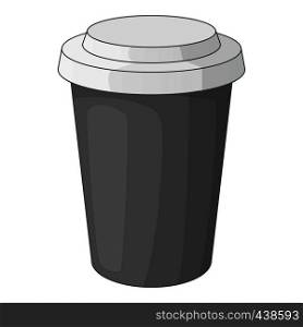 Paper cup of coffee icon in monochrome style isolated on white background vector illustration. Paper cup of coffee icon monochrome