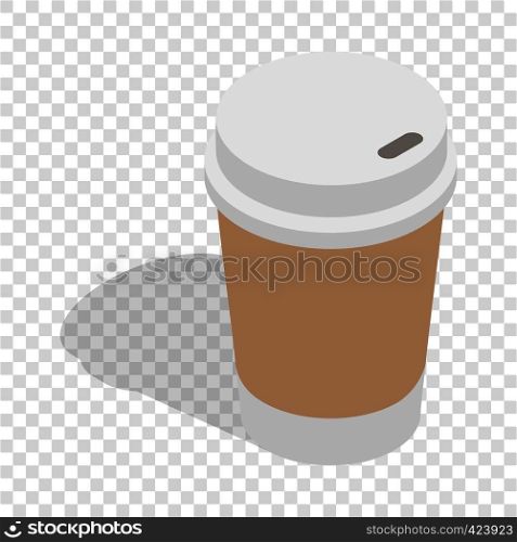 Paper cup of coffee isometric icon 3d on a transparent background vector illustration. Paper cup of coffee isometric icon