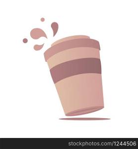 Paper cup of coffee with drops isometric