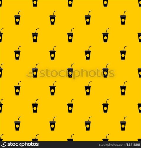 Paper cup with straw pattern seamless vector repeat geometric yellow for any design. Paper cup with straw pattern vector