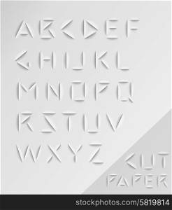 Paper cut alphabet set. Typographic sign with shadow.