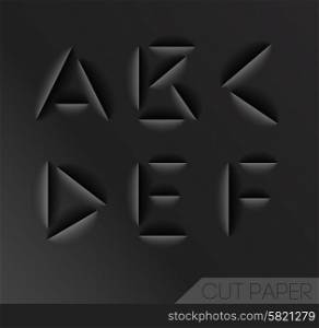 Paper cut alphabet set. Typographic sign with shadow.