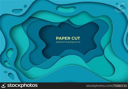 Paper cut background. 3D minimal water wave shapes, abstract origami ocean waves. Vector color decoration for colorful illustration poster flyer brochure. Paper cut background. 3D minimal water wave shapes, abstract origami ocean waves. Vector color decoration for poster flyer brochure