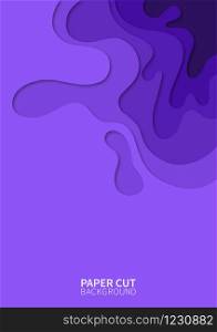 Paper cut background. Vertical banner with 3D wavy shapes layers. Abstract realistic paper design. Purple carving art. Vector design layout for flyers, posters, invitations. Paper cut background. Vertical banner with 3D wavy shapes layers. Abstract realistic paper design. Purple carving art. Vector design layout for flyers, posters, invitations.
