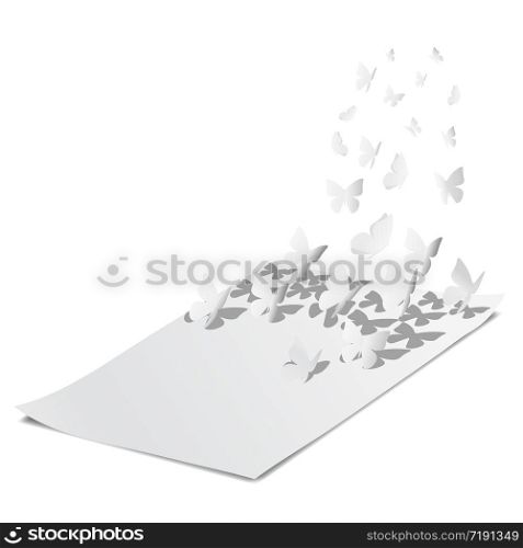 Paper cut butterflies. group of butterflies that are migrating or fly away from paper