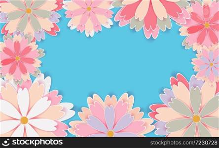 Paper cut flower holiday background Vector illustration