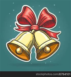 Paper cut Jingle Bells Christmas decoration element winter holidays symbol. Vector illustration.