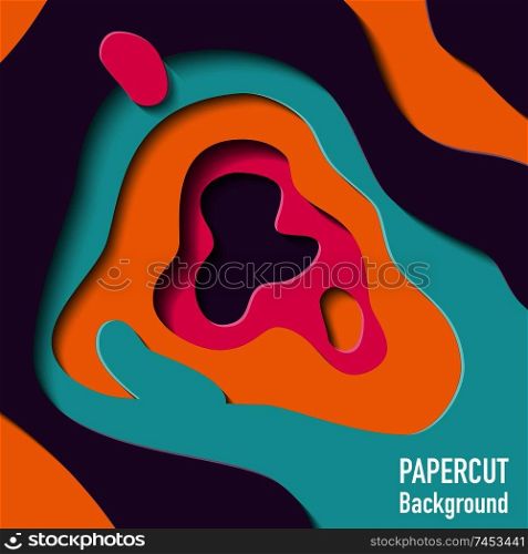 Paper cut out background with 3d effect, carving art, vector illustration