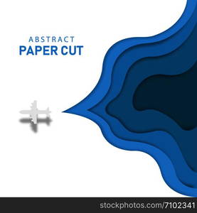 Paper cut plane. Travel abctract background. Tourism offer. Airplane flying. EPS 10. Paper cut plane. Travel abctract background. Tourism offer. Airplane flying.