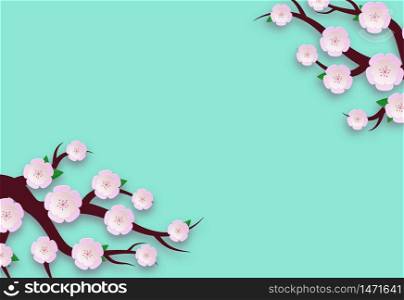 Paper cut spring background. Blossom cherry banner. Blossom branch sakura. Spring flower blooming card. Japanese floral background. Paper cut blossom cherry for womens, mother day. Decorative vector. Paper cut spring background. Blossom cherry banner. Blossom branch sakura. Spring flower blooming card. Japanese floral background. Paper blossom cherry for womens, mother day. Decorative vector