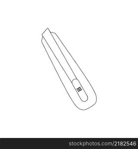 Paper cutting knife isolated on a white background. A set of tools for carpenter, mechanic, locksmith, engineer. Vector contour illustration. Outline logo design. Vector icon, sticker, symbol, ?lipart