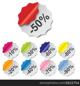 Paper Discount labels with different corner. vector illustration