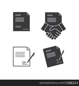 paper document with pen and handshake vector illustration design template