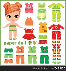 Paper doll with clothes set