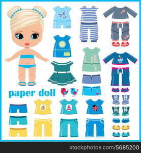 Paper doll with clothes set