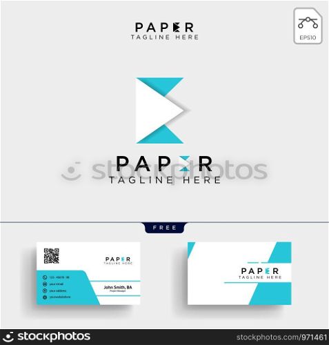 Paper E initial logo template vector illustration and business card design. Initial paper E logo template and business card