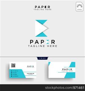 Paper E initial logo template vector illustration and business card design. Initial paper E logo template and business card