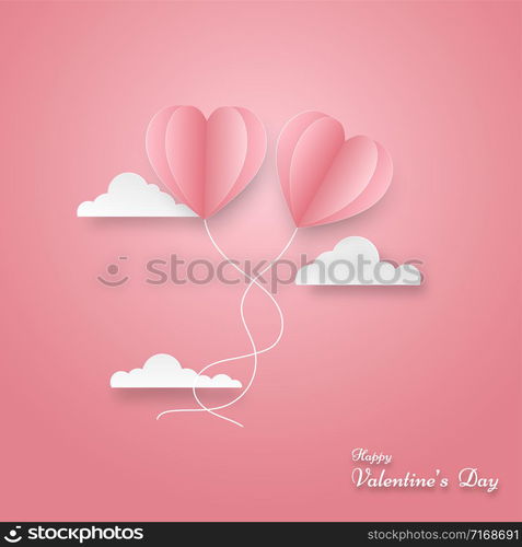 Paper elements in shape of heart on pink background. Vector symbols of love, Holiday, Valentines Day, Greeting card design. Eps.10 vector illustration