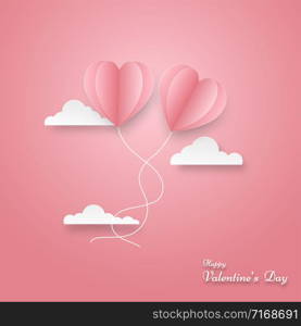 Paper elements in shape of heart on pink background. Vector symbols of love, Holiday, Valentines Day, Greeting card design. Eps.10 vector illustration