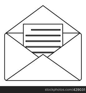 Paper envelope with empty sheet icon. Outline illustration of paper envelope with empty sheet vector icon for web. Paper envelope with empty sheet icon outline style