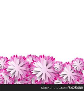 Paper floral background pink flower. Vector illustration.