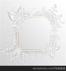 Paper flowers isolated Vector illustration background