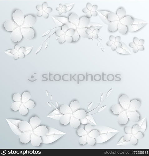 Paper flowers isolated Vector illustration background