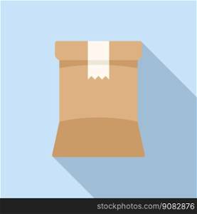 Paper food icon flat vector. Snack package. Cardboard dinner. Paper food icon flat vector. Snack package