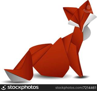 Paper fox isolated icon. Origami animal object vector illustration.. Paper fox isolated vector icon