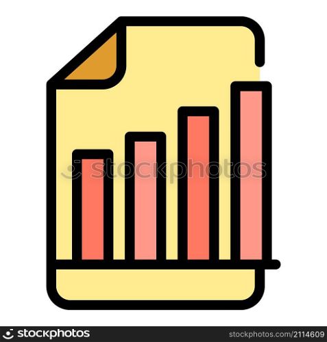 Paper graph chart icon. Outline paper graph chart vector icon color flat isolated. Paper graph chart icon color outline vector