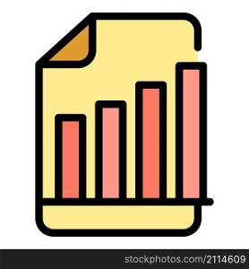 Paper graph chart icon. Outline paper graph chart vector icon color flat isolated. Paper graph chart icon color outline vector