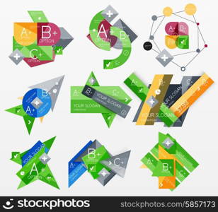 Paper graphics infographic web layouts with sample text. Paper graphics infographic web layouts