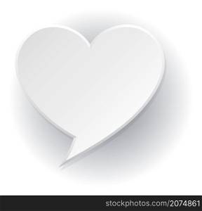 Paper heart speak template. Empty text bubble isolated on white background. Paper heart speak template. Empty text bubble