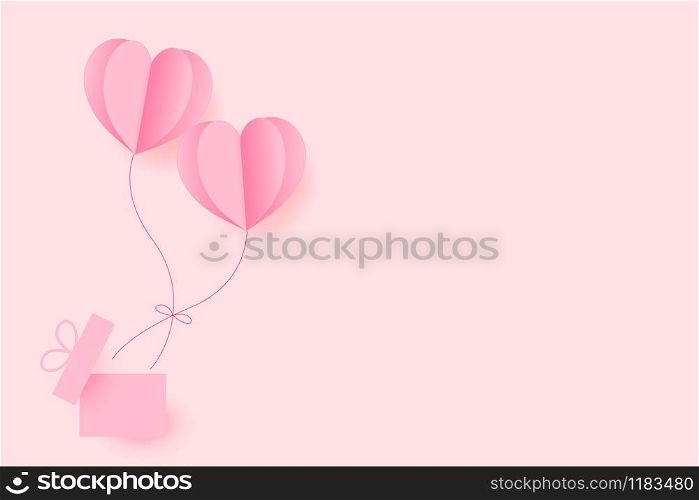Paper Hearts Float and Red Yarn tied together Soulmate Poster out of the gift box with copy space on pink background. Vector Illustration, Valentine's Day Poster