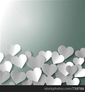 Paper hearts romantic Valentine background template, vector illustration
