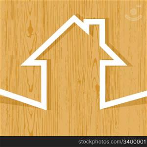 Paper house origami on wodden background concept vector illustration.