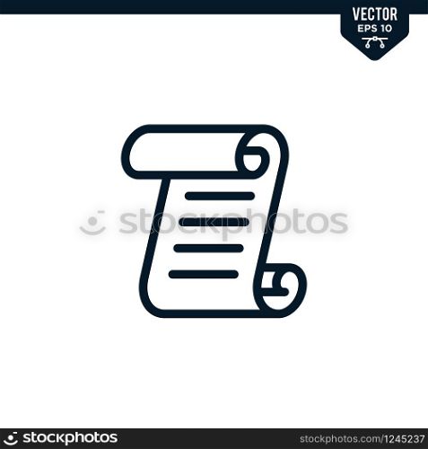 Paper icon collection in outlined or line art style, editable stroke vector