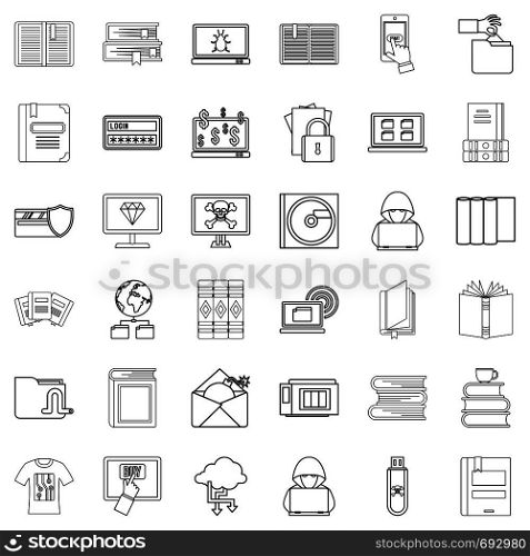 Paper icons set. Outline style of 36 paper vector icons for web isolated on white background. Paper icons set, outline style