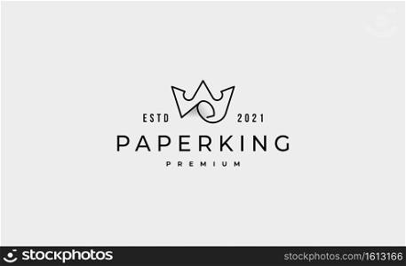 Paper King Logo Icon Design Vector Illustration