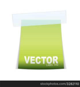 Paper label with sticky tape and light reflection and space for text