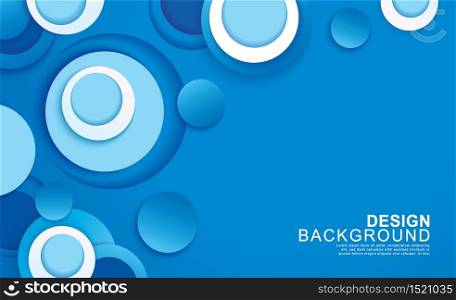 Paper layer circle blue abstract background. Curves and lines use for banner, cover, poster, wallpaper, design with space for text.