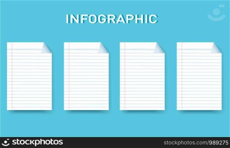 paper line square info graphic Vector template with 4 options. Can be used for web, diagram, graph, presentation, chart, report, step by step infographics. Abstract background
