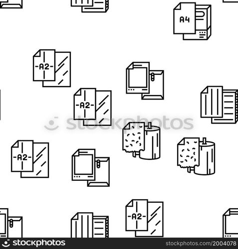 Paper List For Printing Poster Vector Seamless Pattern Thin Line Illustration. Paper List For Printing Poster Vector Seamless Pattern