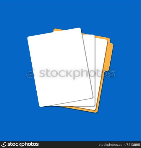 Paper lists folder icon with shadow. Vector