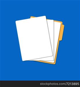 Paper lists folder icon with shadow. Vector